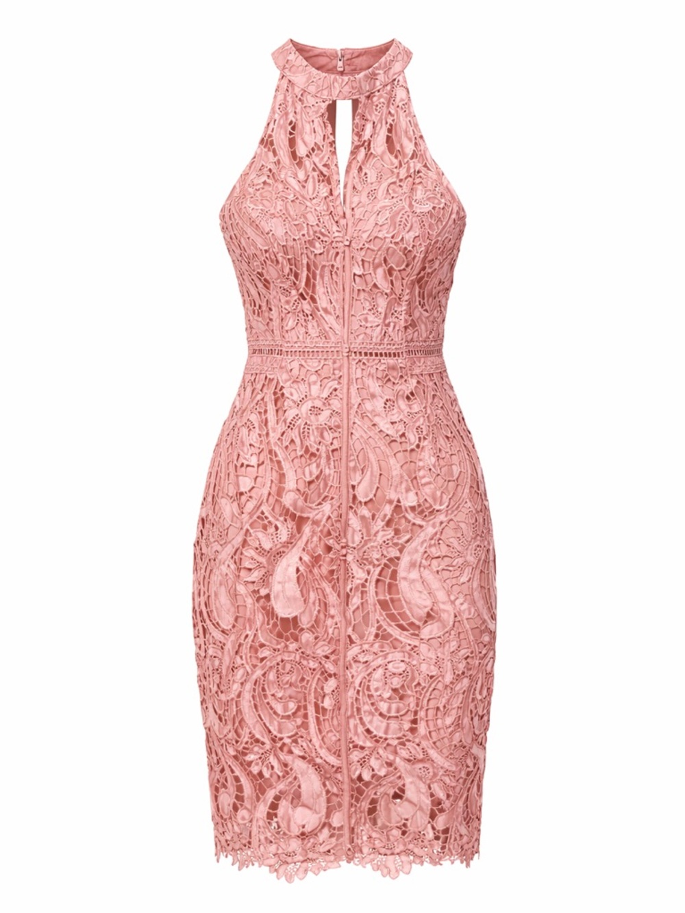 Bardot Pink Lace Halter Cocktail Dress